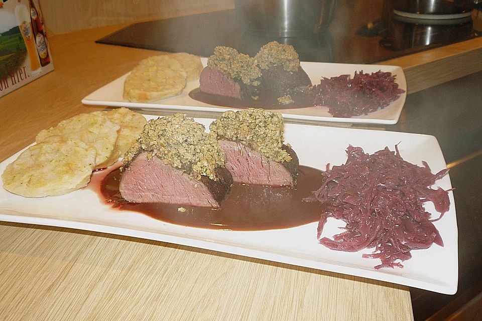 Hirschfilet rosa mit Niedrigtemperatur - Methode