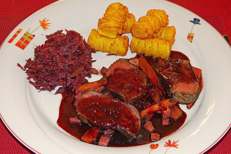 Hirschfilet rosa mit Niedrigtemperatur - Methode