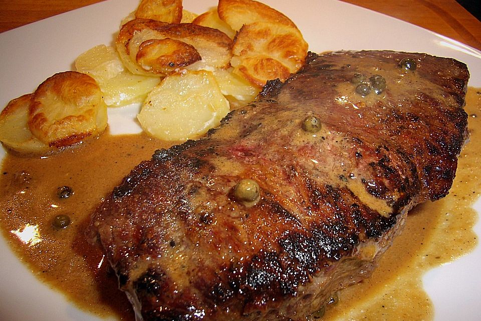 Flambiertes Pfeffersteak