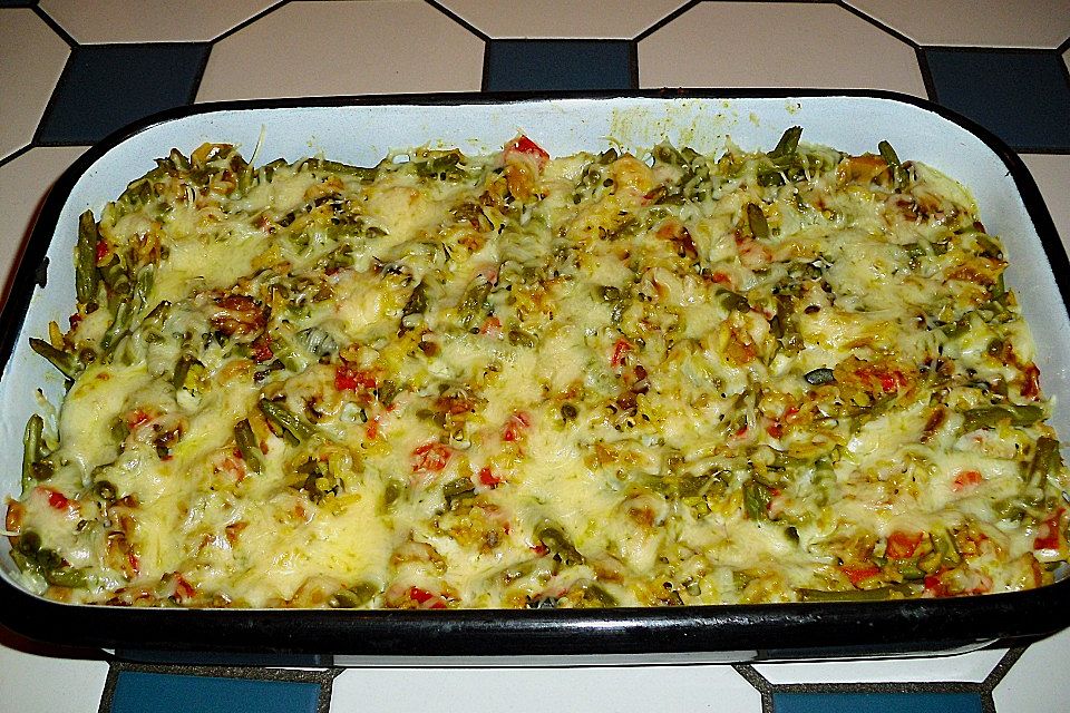 Reisgratin mit grünen Bohnen Reisgratin mit grünen Bohnen
