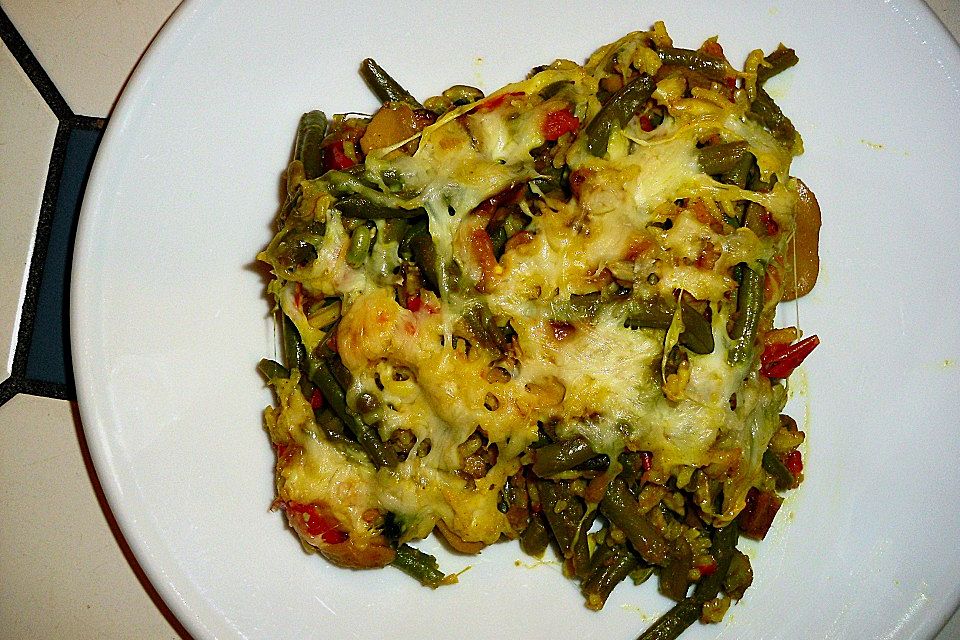 Reisgratin mit grünen Bohnen Reisgratin mit grünen Bohnen
