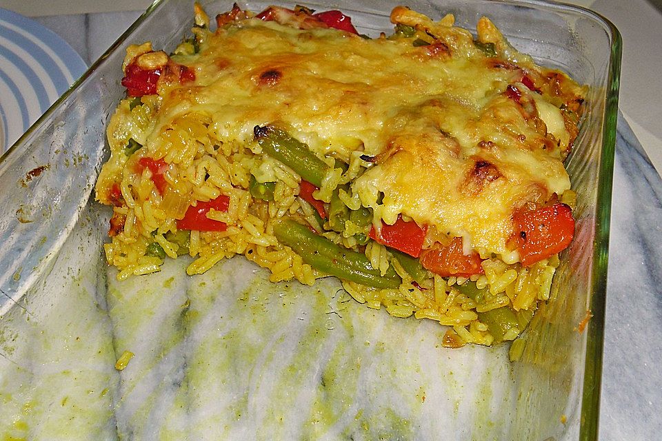 Reisgratin mit grünen Bohnen Reisgratin mit grünen Bohnen