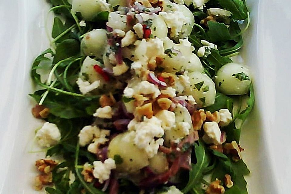 Melonen - Salat mit Rucola und Parmaschinken