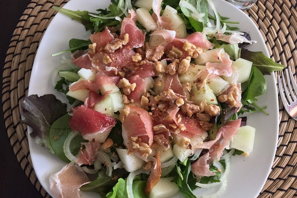 Melonen - Salat mit Rucola und Parmaschinken