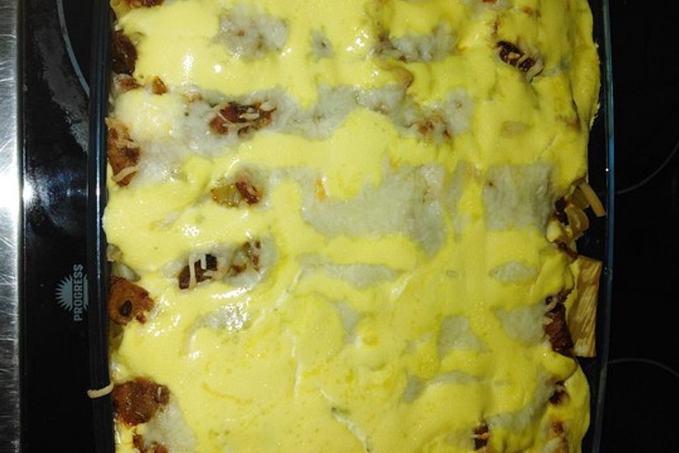 Gyrosauflauf mit Sauce Hollandaise