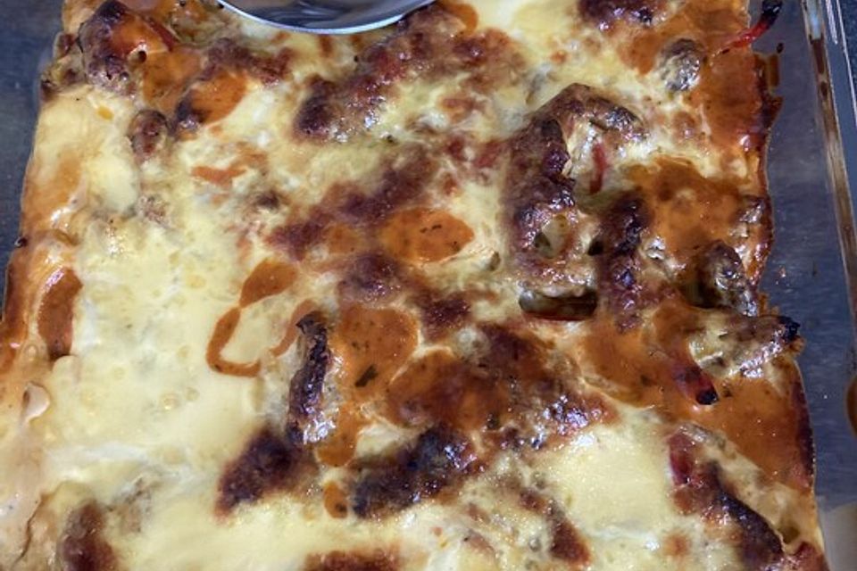Gyrosauflauf mit Sauce Hollandaise
