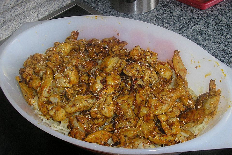 Gyrosauflauf mit Sauce Hollandaise