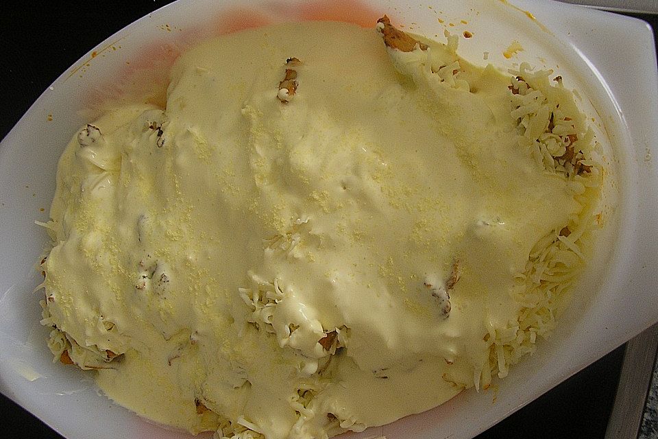 Gyrosauflauf mit Sauce Hollandaise
