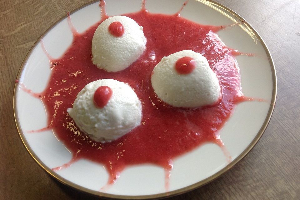 Kokos Panna Cotta mit Erdbeerpüree