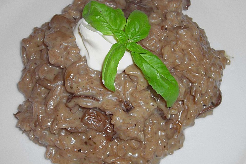 Risotto mit Austernpilzen und getrockneten Waldpilzen