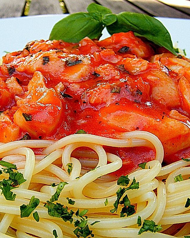 Spaghetti mit Dorsch - Soße