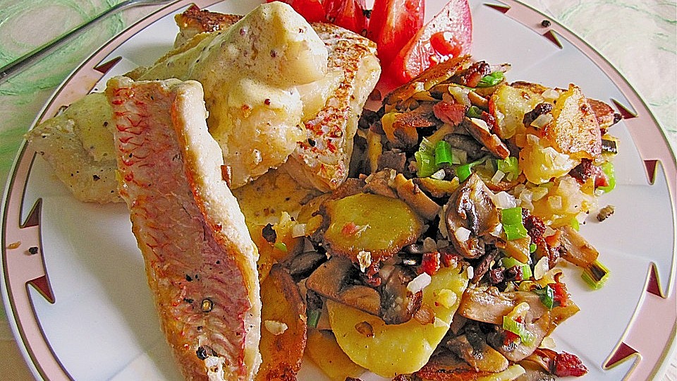 Feiner Pannfisch Mit Bratkartoffeln Und Senfsauce Von Kosi Chefkoch