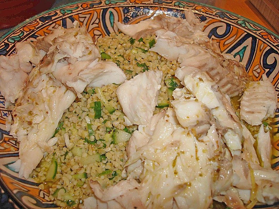 Wolfsbarsch mit Oliven - Mandel - Couscous von bushcook | Chefkoch