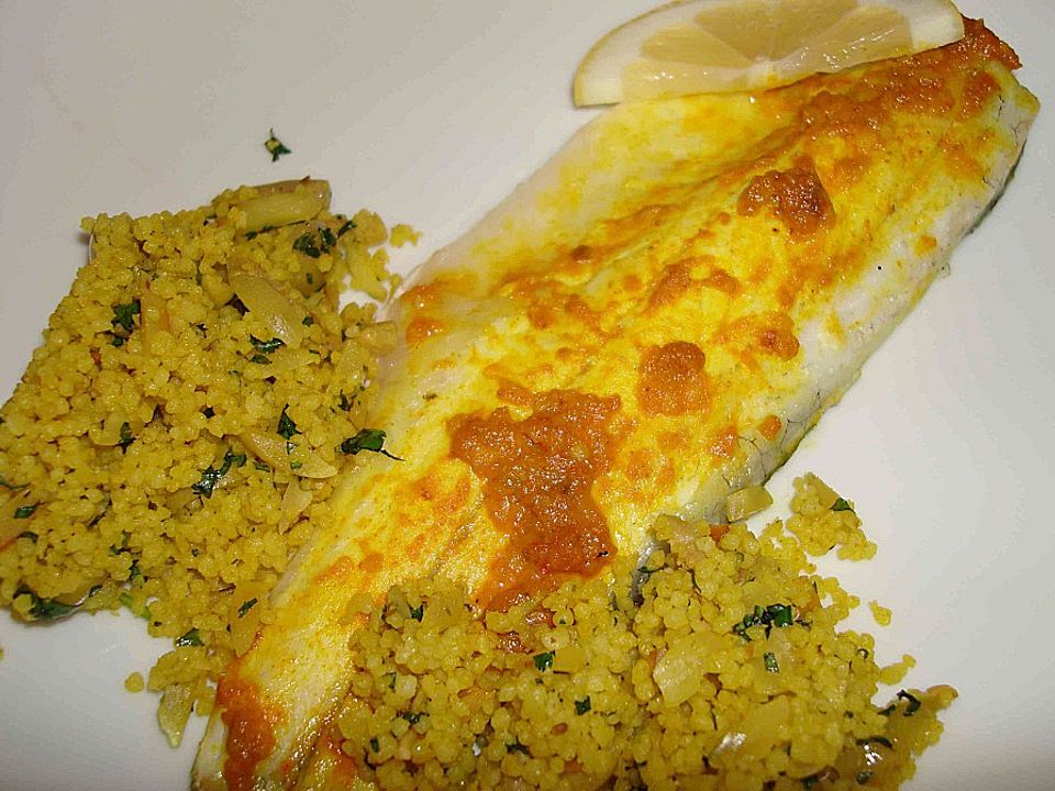 Wolfsbarsch mit Oliven - Mandel - Couscous von bushcook| Chefkoch