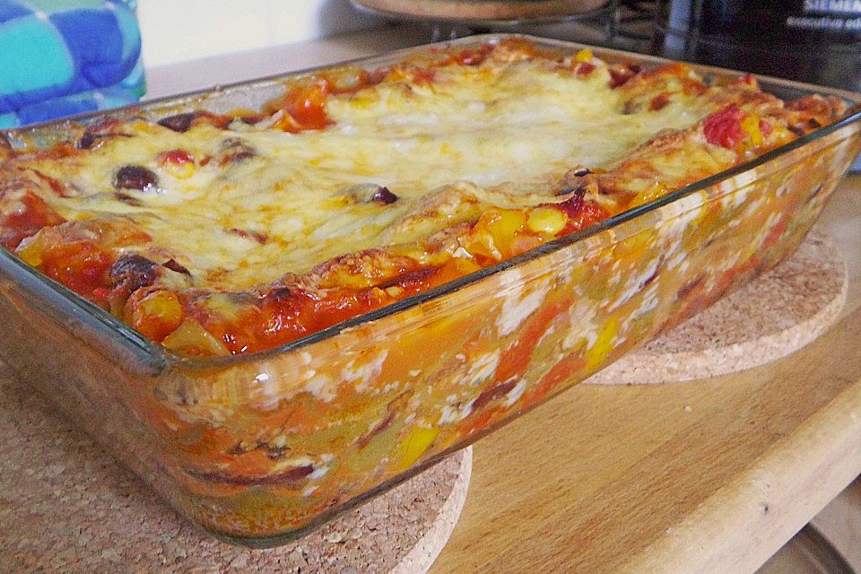 Mexikanische Lasagne - vegetarische Version