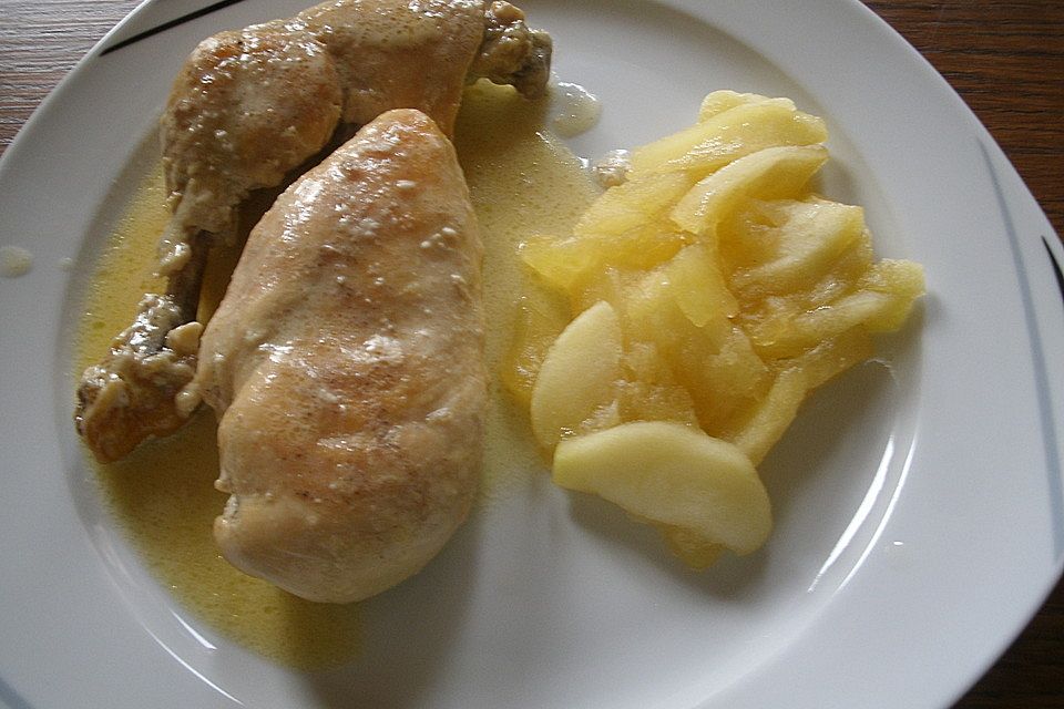 Hähnchen Calvados