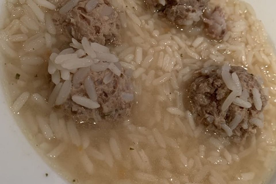 Griechische Zitronensuppe mit Hack - Reisbällchen