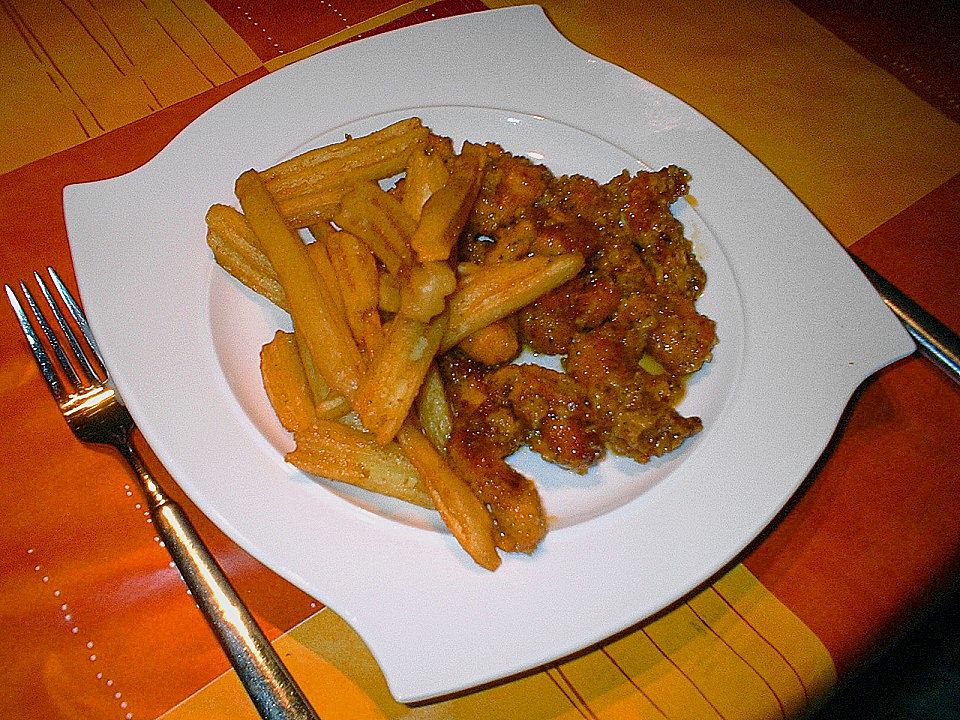 Hühnerbrust-Krüstchen mit Grillpommes von Karlbig| Chefkoch