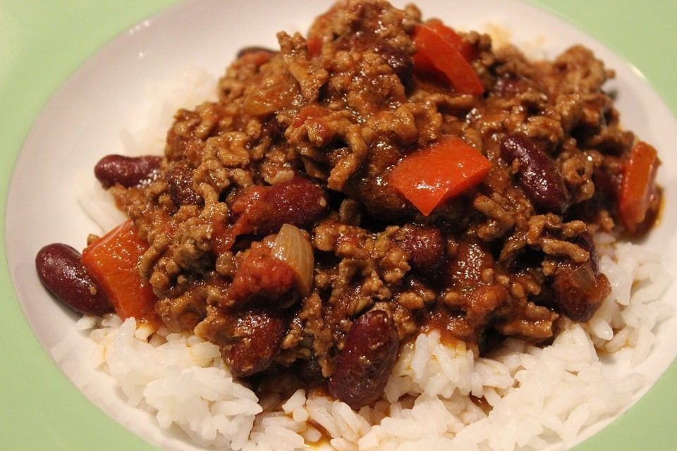 Chili con Carne mit  Zartbitterschokolade