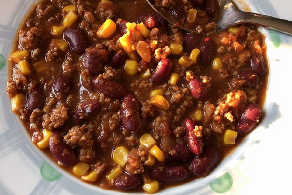 Chili con Carne mit  Zartbitterschokolade