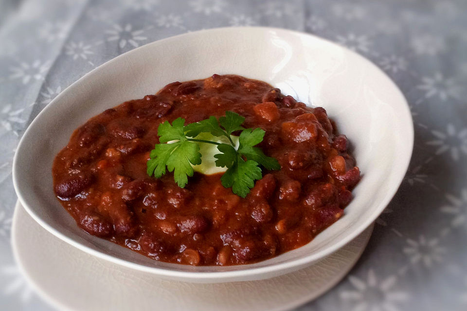 Chili con Carne mit  Zartbitterschokolade