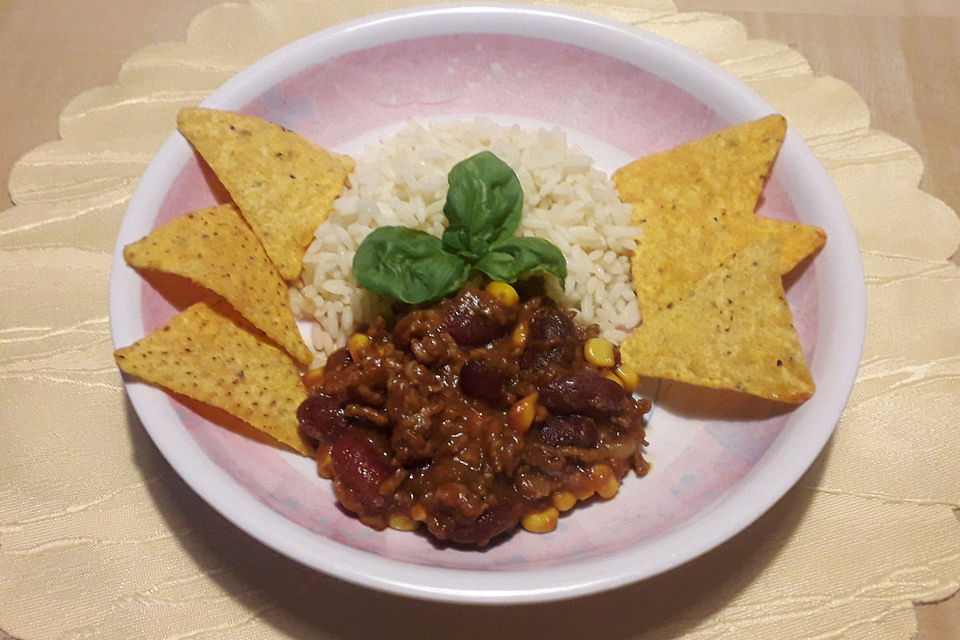 Chili con Carne mit  Zartbitterschokolade