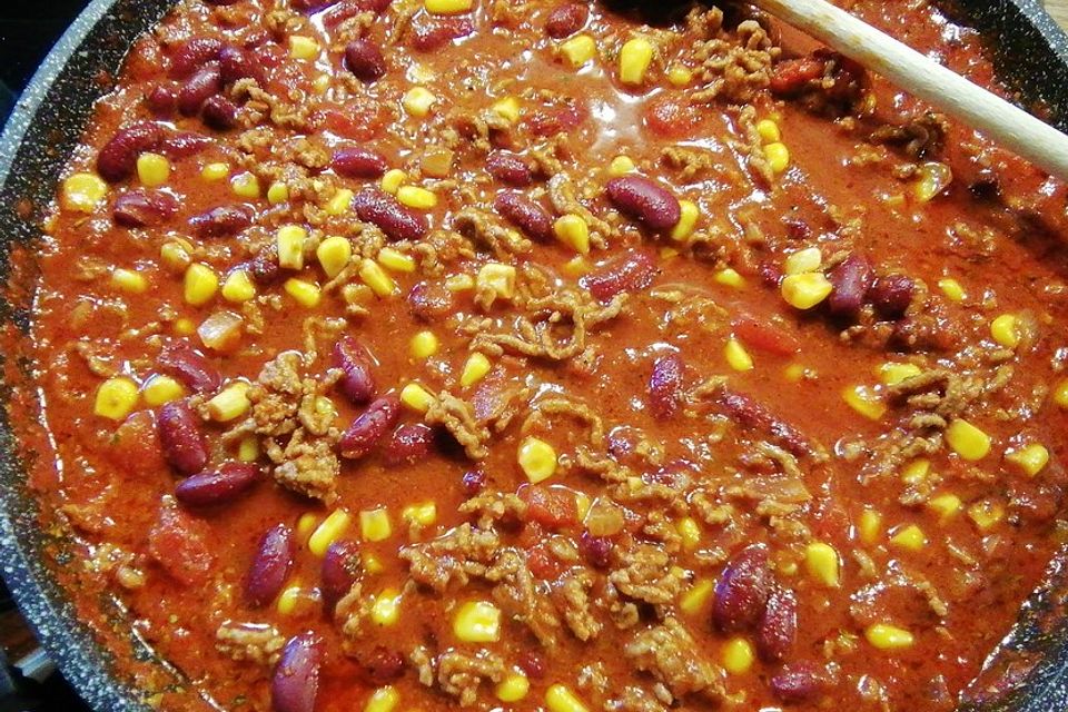 Chili con Carne mit  Zartbitterschokolade