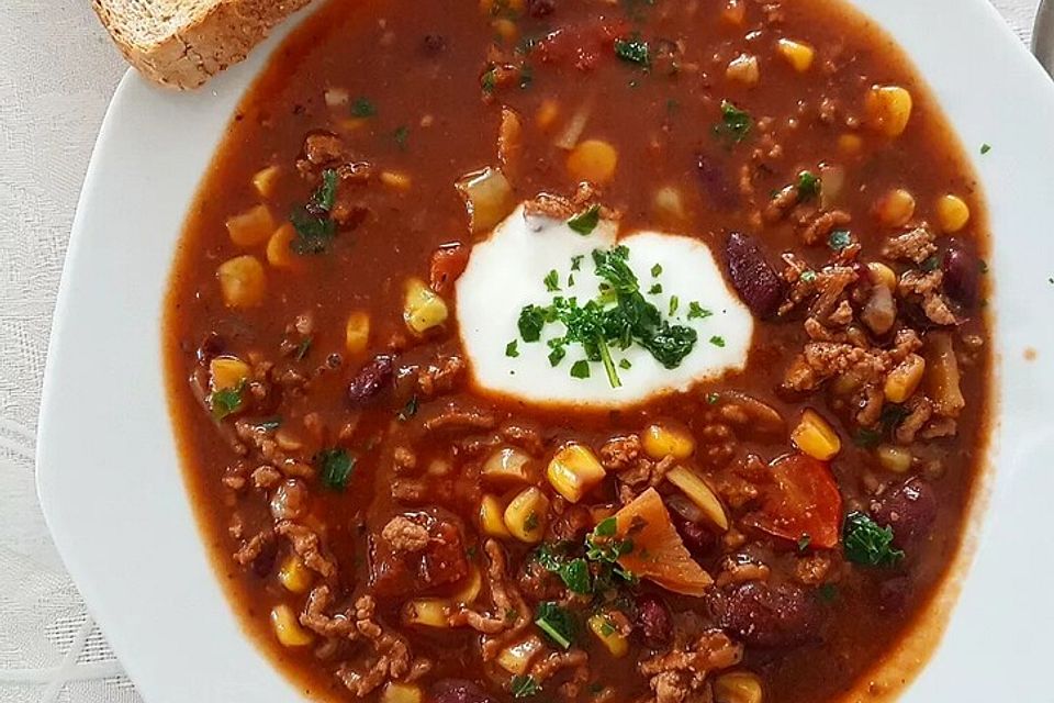 Chili con Carne mit  Zartbitterschokolade