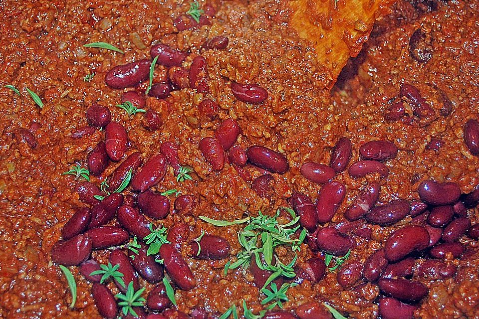 Chili con Carne mit  Zartbitterschokolade