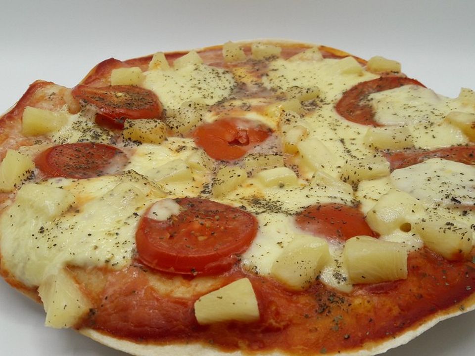 Pizza Ananas Mozzarella Basilikum Von Dampfnudelchen Chefkoch