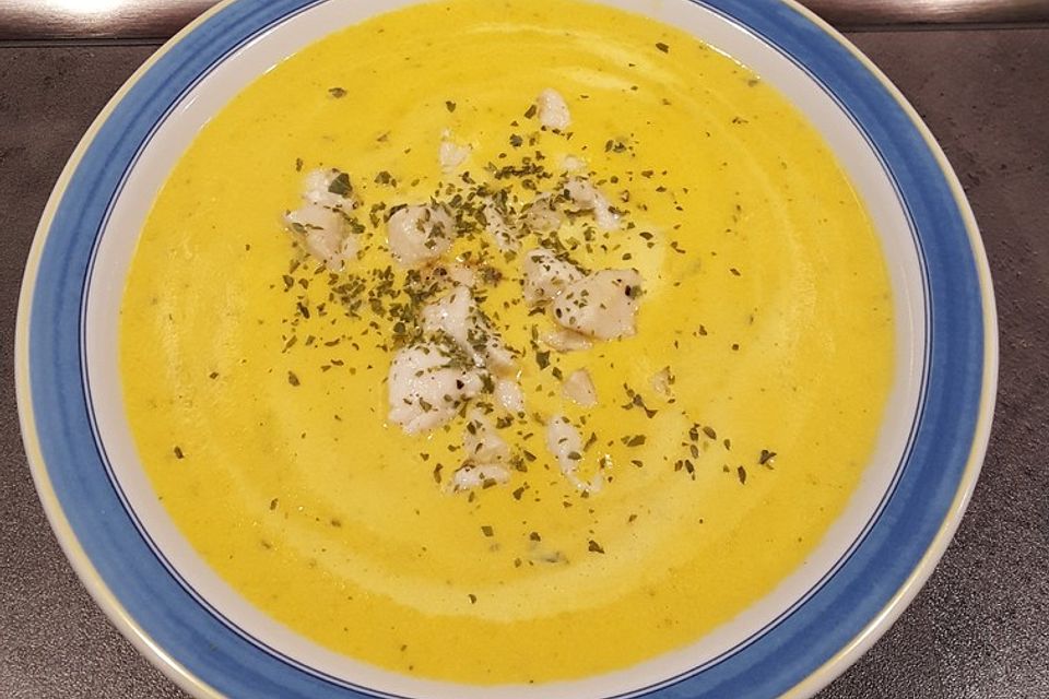 Möhrencremesuppe mit  Putenbrust