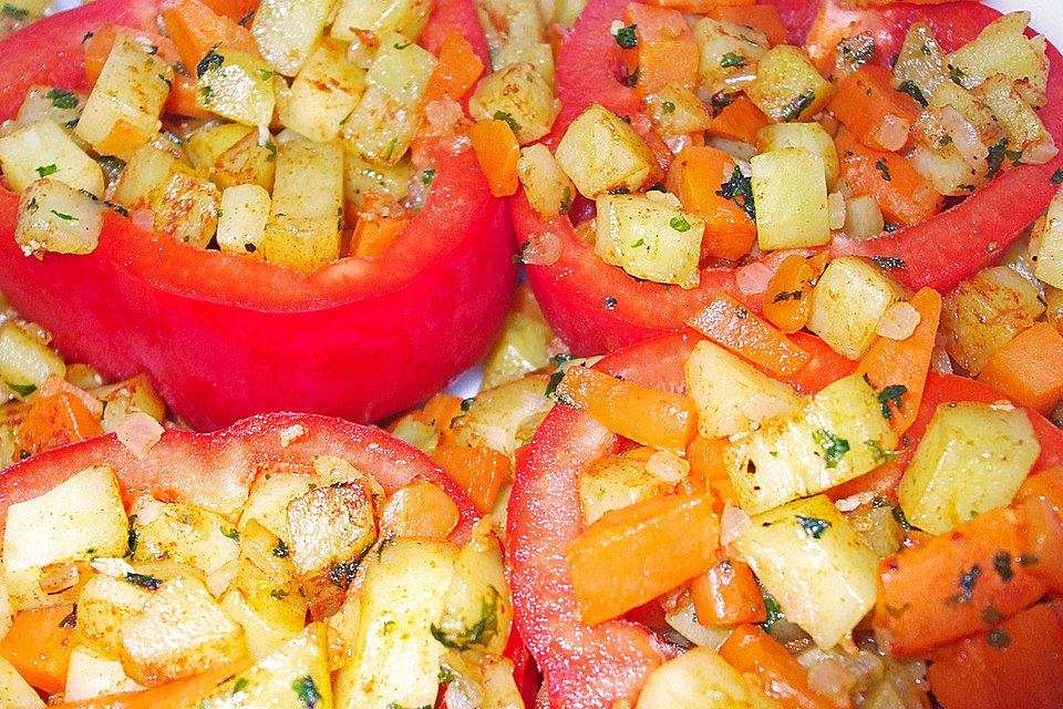 Paprika gefüllt mit Kartoffeln