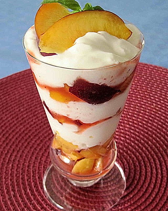 Pfirsich - Sahne - Zimt - Dessert