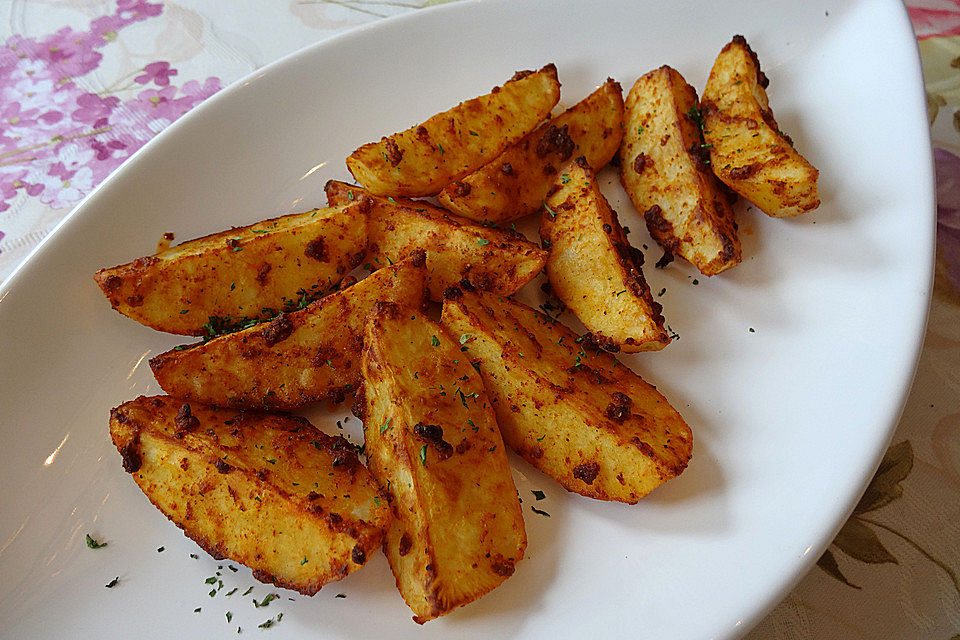 Country-Potatoes oder würzige Kartoffelspalten aus dem Ofen