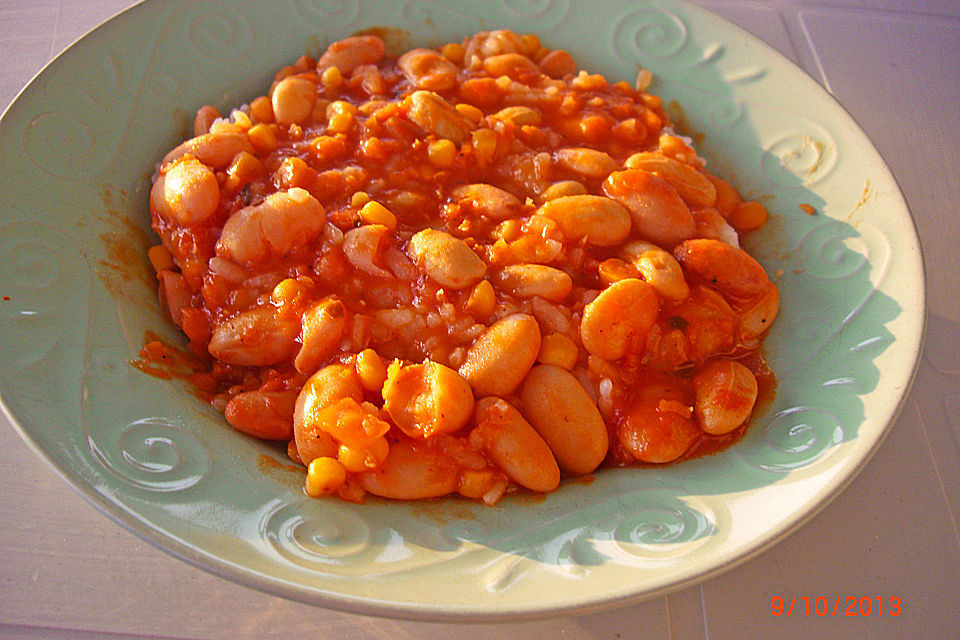 Kartoffel-Chili-Pfanne mit Bohnen, Mais und Paprika