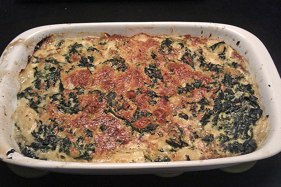 Pastinaken-Spinat-Gratin