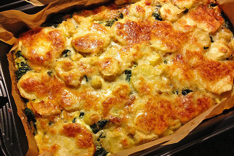 Pastinaken-Spinat-Gratin