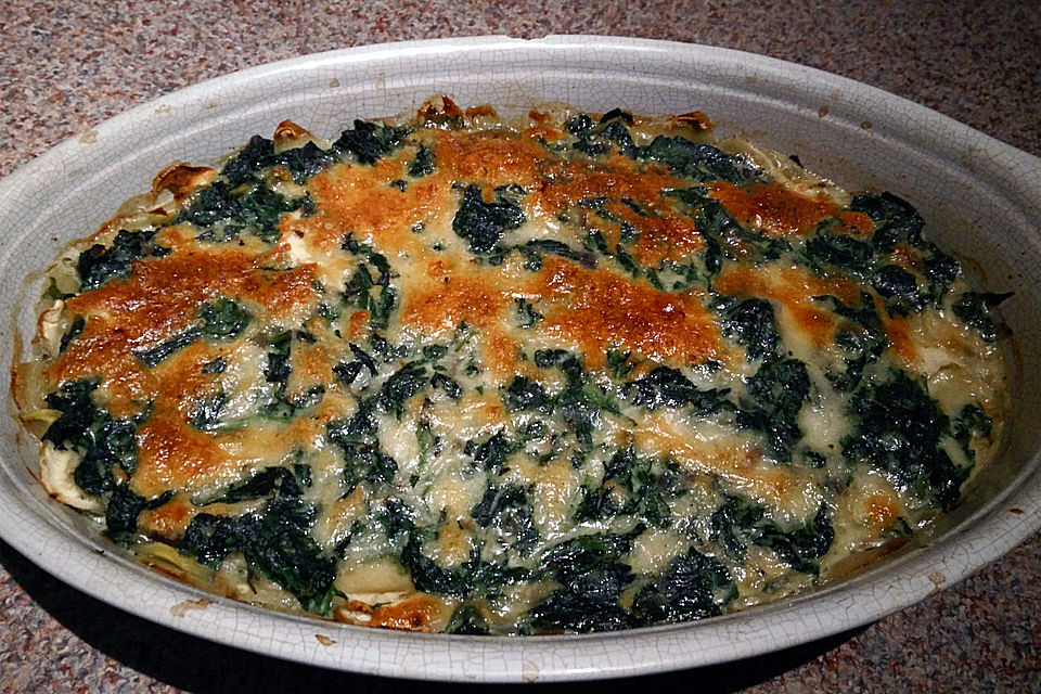 Pastinaken-Spinat-Gratin