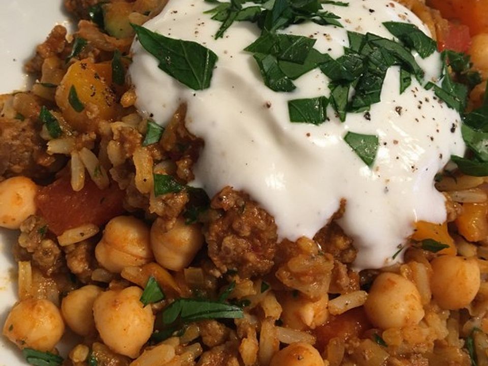 Hackfleisch-Reis-Pfanne mit Curry, Kichererbsen und Rosinen von amy76 ...