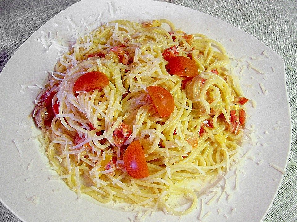 Paprika - Carbonara mit Spaghetti von kati018| Chefkoch