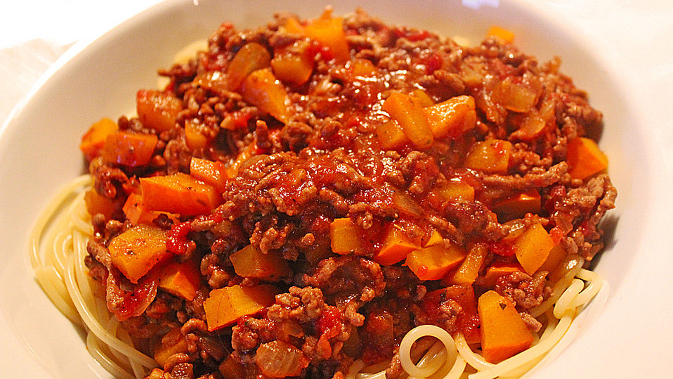 Spaghetti mit Kürbis - Hacksoße von LadyLily