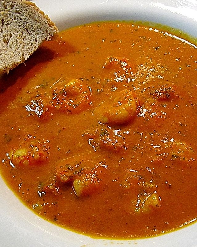 Scampis in Kokosmilch - Tomaten - Suppe
