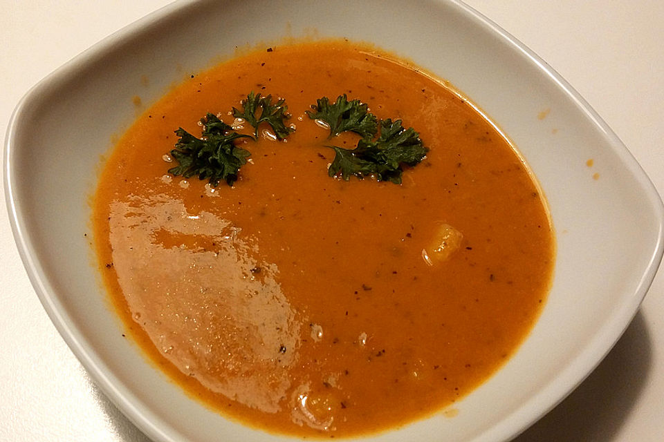 Scampis in Kokosmilch - Tomaten - Suppe