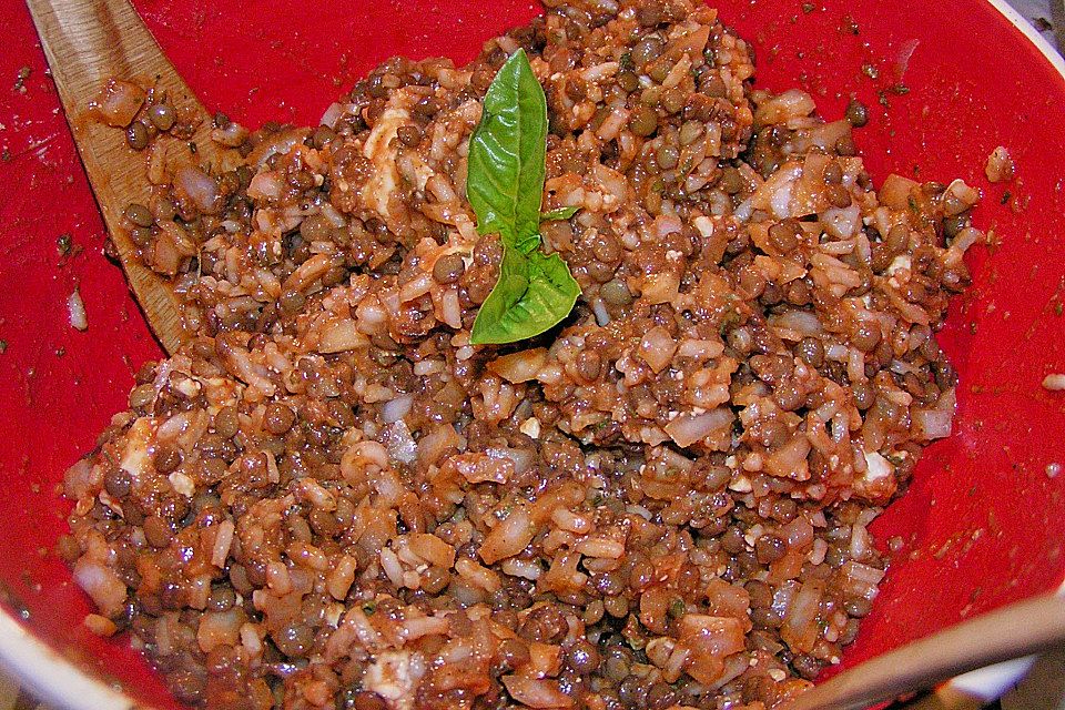 Linsensalat mit Reis