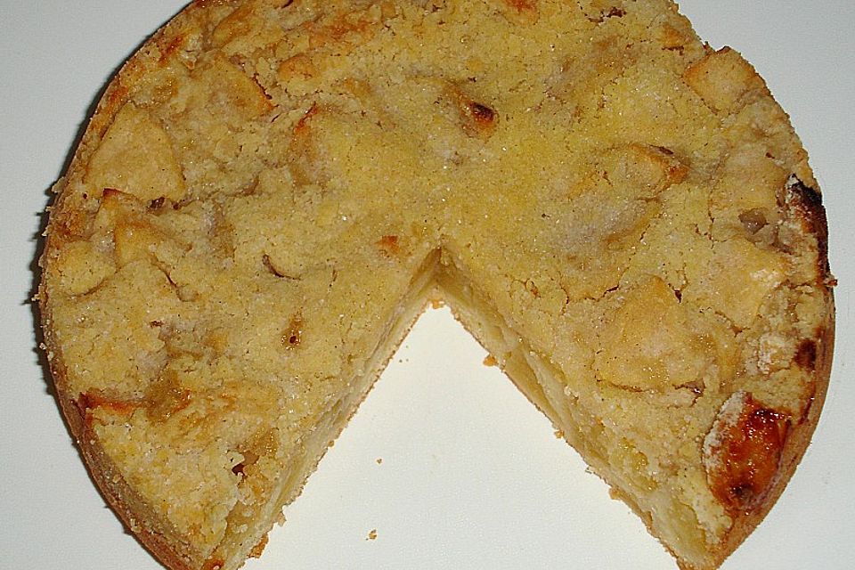 Apfelkuchen mit Rührteig und Streuseln