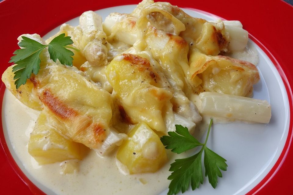 Kartoffelauflauf mit Spargel