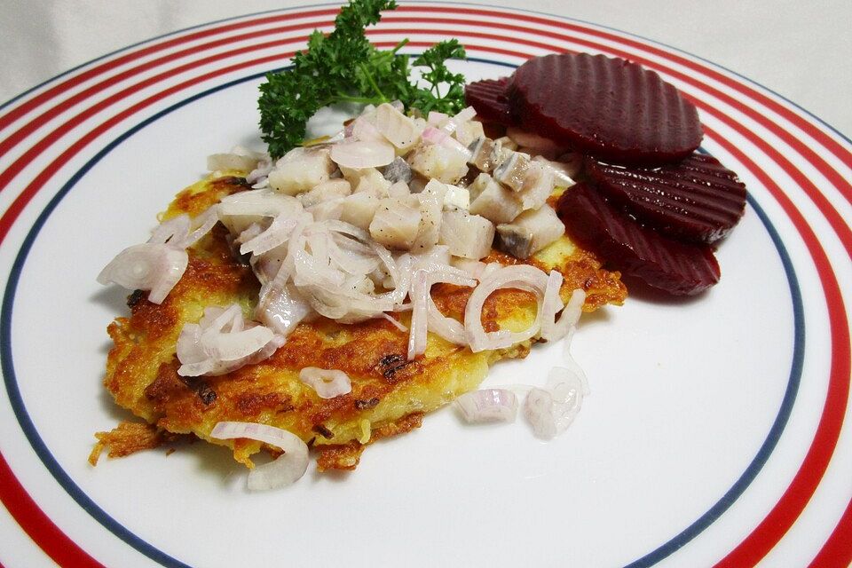 Riefkoken mit Matjes-Salat