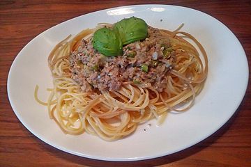 Thunfisch - Weißwein - Sauce für Spaghetti