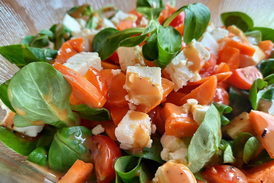 Gemischter Feldsalat mit Himbeeressig - Dressing