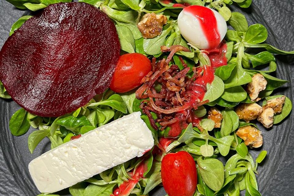 Gemischter Feldsalat mit Himbeeressig - Dressing Gemischter Feldsalat mit Himbeeressig - Dressing